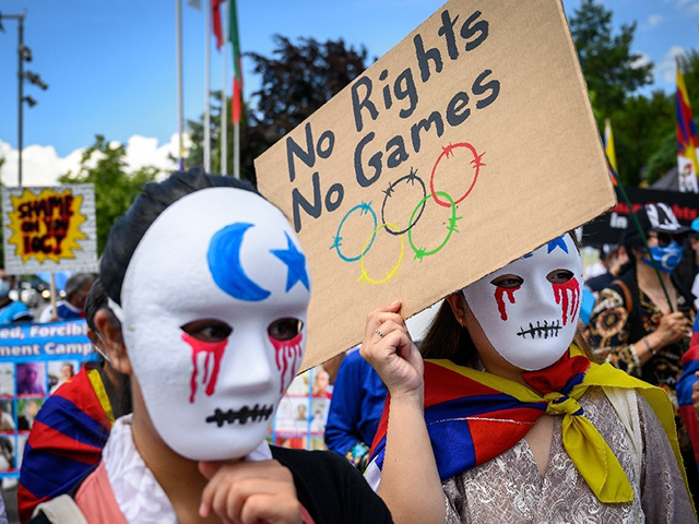 tibetan uyghur protesters call boycott of 2022 winter olympics beijing afp hB0clT